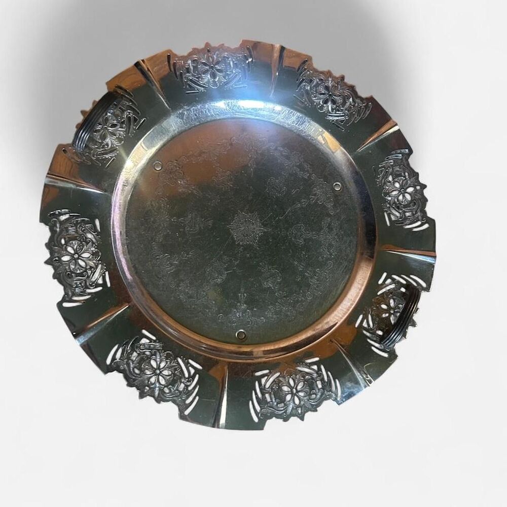 Elevated Art Deco Forman Bros Chrome Elevated Serving Tray
